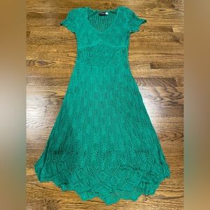 Just Taylor Crocheted Green Maxi Dress